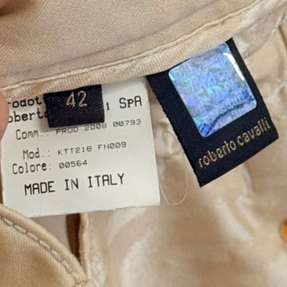 ROBERTO CAVALLI Tan Low Rise Straight Leg Pants EU 42 US 12 - Picture 5 of 5